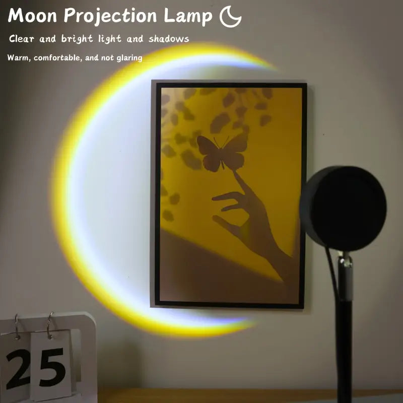 Modern Moon Projection Lamp, USB Powered LED Ambient Light For Living Room Bedroom