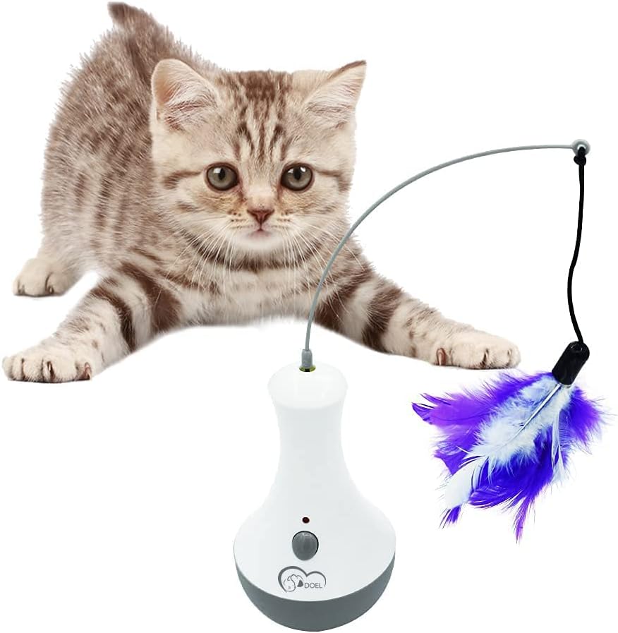 Electronic Tumbler Catching Toys for Kitten Interactive Cat Toys for Indoor Pet, Automatic Exercise Toys with Feathe