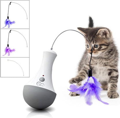 Electronic Tumbler Catching Toys for Kitten Interactive Cat Toys for Indoor Pet, Automatic Exercise Toys with Feathe