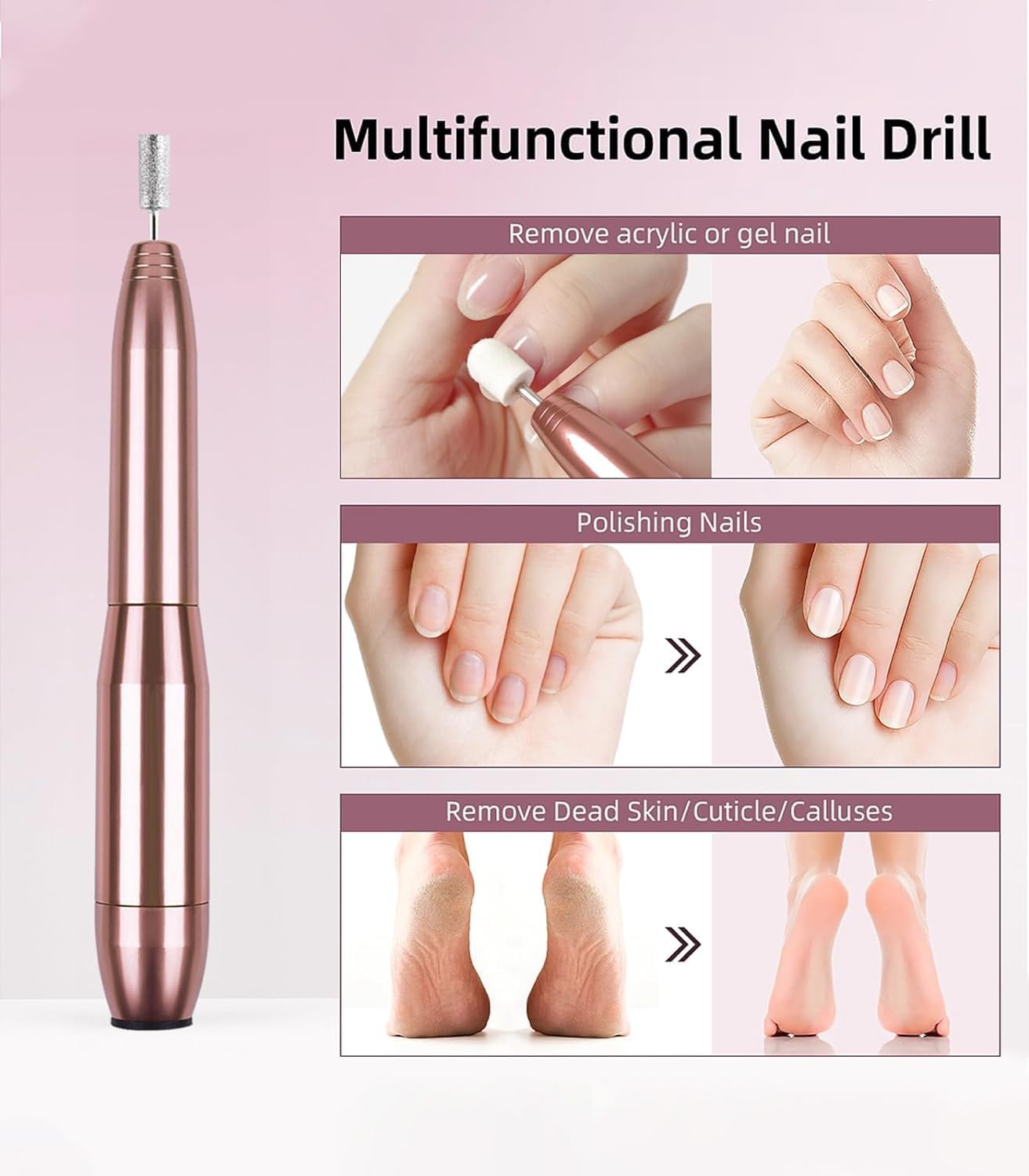 Electric Nail Drill Machine Kit, Portable Nail File Efile Set