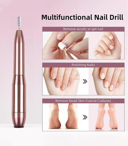 Electric Nail Drill Machine Kit, Portable Nail File Efile Set