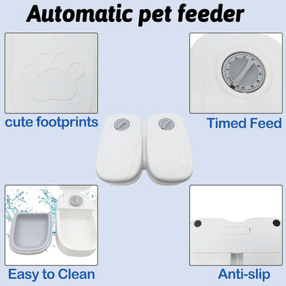 Automatic 2 Meals Cat Feeder Auto-On Smart Pet Feeder Dry and Wet Food Dispenser