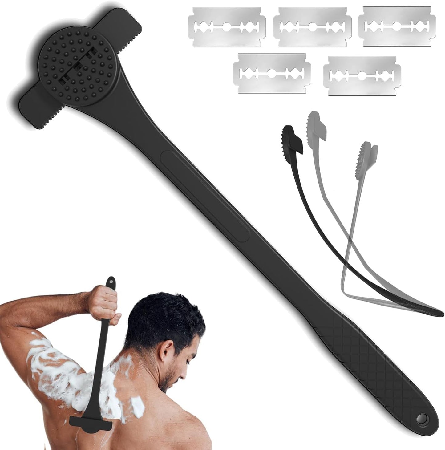 Body Back Shaver for Men,Long Handle Back Hair Shaver