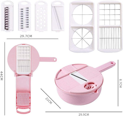 Multipurpose Vegetable Mandoline Slicer 8 in 1 Vegetable Spiralizer Cutter and Shredder Food Choppers Stainless Steel