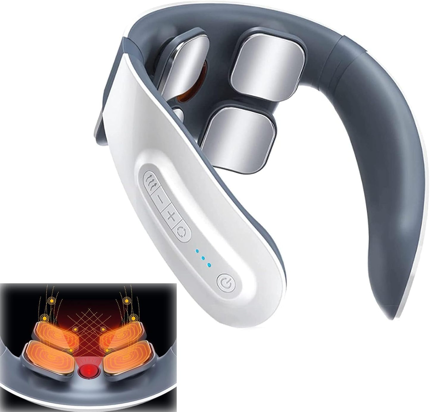 Smart Cordless Electric Massager with 4 Massage Heads, 6 Modes, 18 Levels Heat