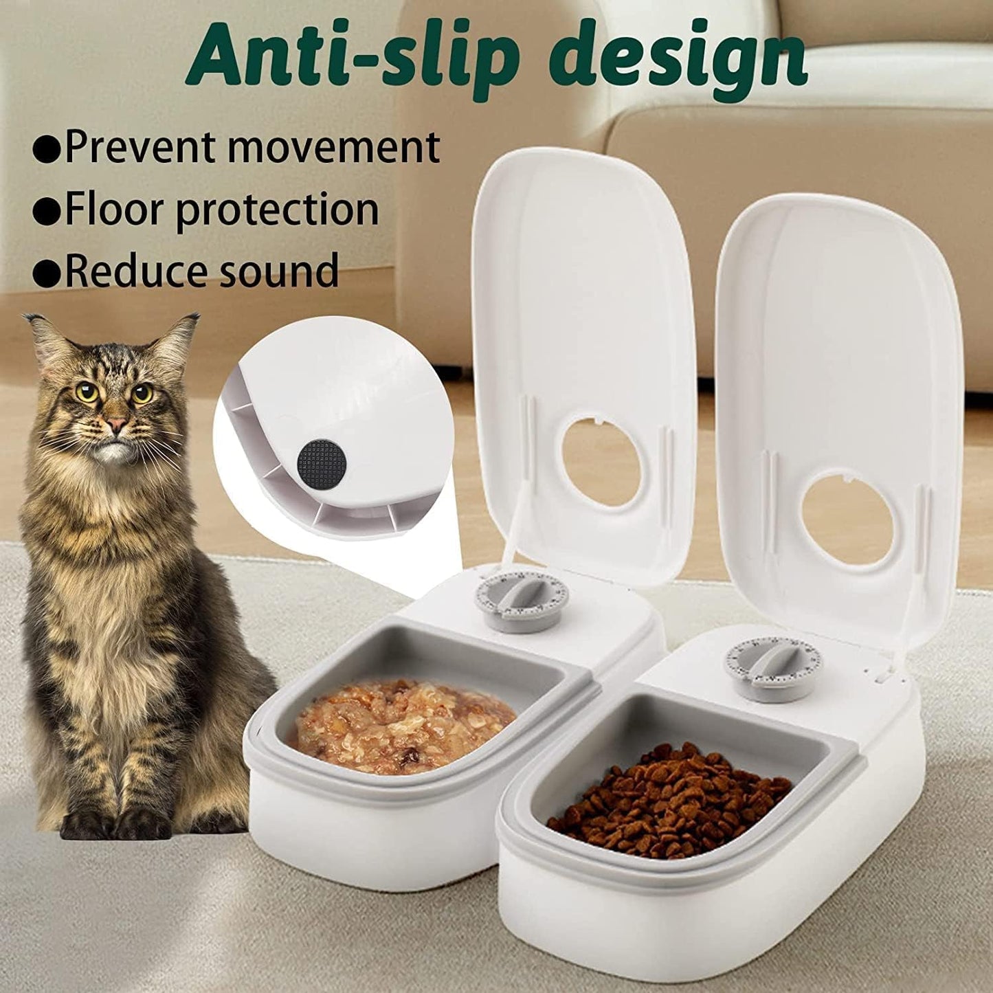 Automatic 2 Meals Cat Feeder Auto-On Smart Pet Feeder Dry and Wet Food Dispenser