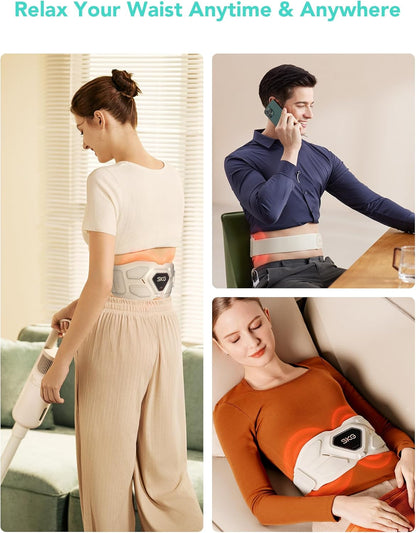 Lower Back Massager for Pain Relief, Cordless Heating Pad Infrared Vibrating Back Massager