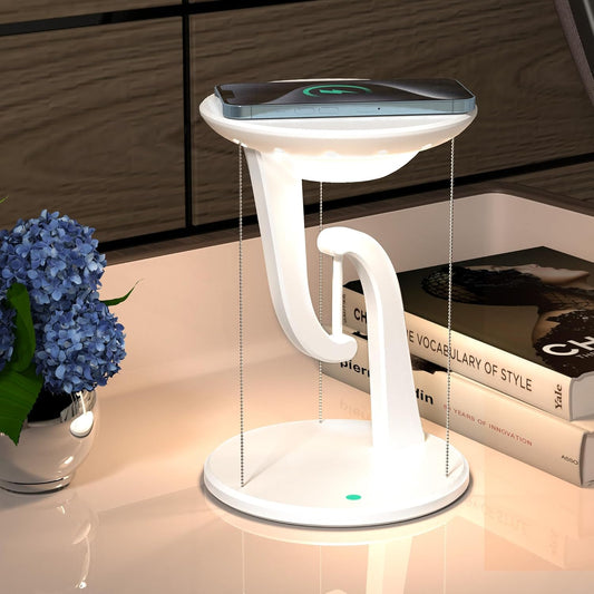 Night Light Wireless Charger Lamp,Ambient Light,LED Desk Lamp with Wireless Charger