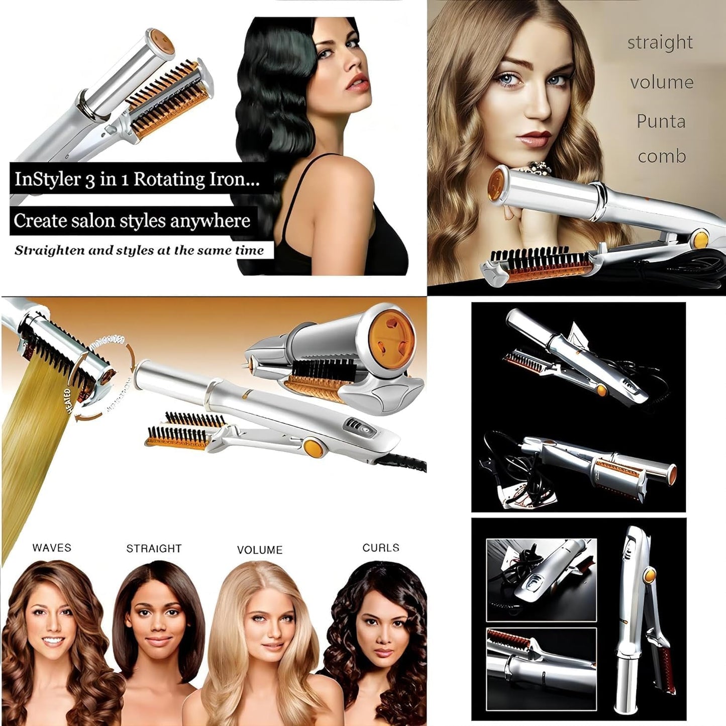 2-in-1 Curling Wands, Electric Round Rotating Hot Curling Iron, Curling Iron Wand, Hair Curlers