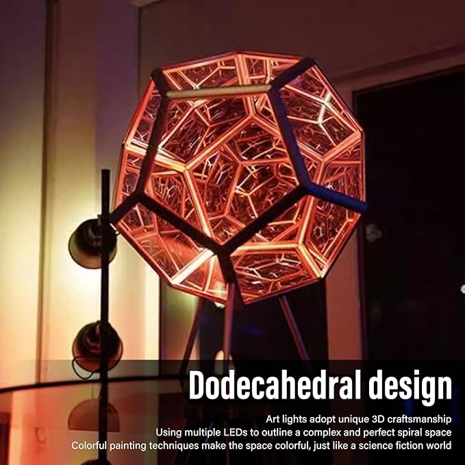 Infinity Dodecahedron Gaming Light, 3D Cube Art Light, Night Lights, Adjustable Colorful Ambient Lamp