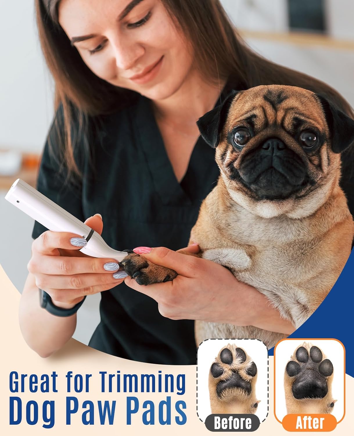 Dog Clippers with Double Blades,Cordless Small Pet Hair Grooming Trimmer,Low Noise for Trimming Dog's Hair Around Paws, Eyes, Ears, Face, Rump