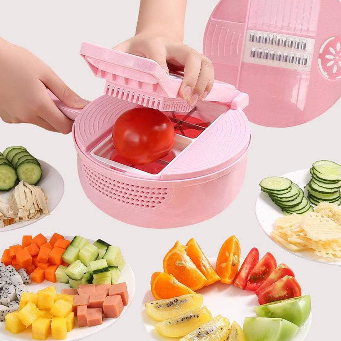 Multipurpose Vegetable Mandoline Slicer 8 in 1 Vegetable Spiralizer Cutter and Shredder Food Choppers Stainless Steel