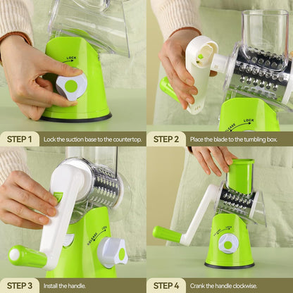 Rotary Cheese Grater - Manual Drum Slicer, Rotary Graters for Kitchen, Food Shredder for Vegatables, Nuts and Chocolate