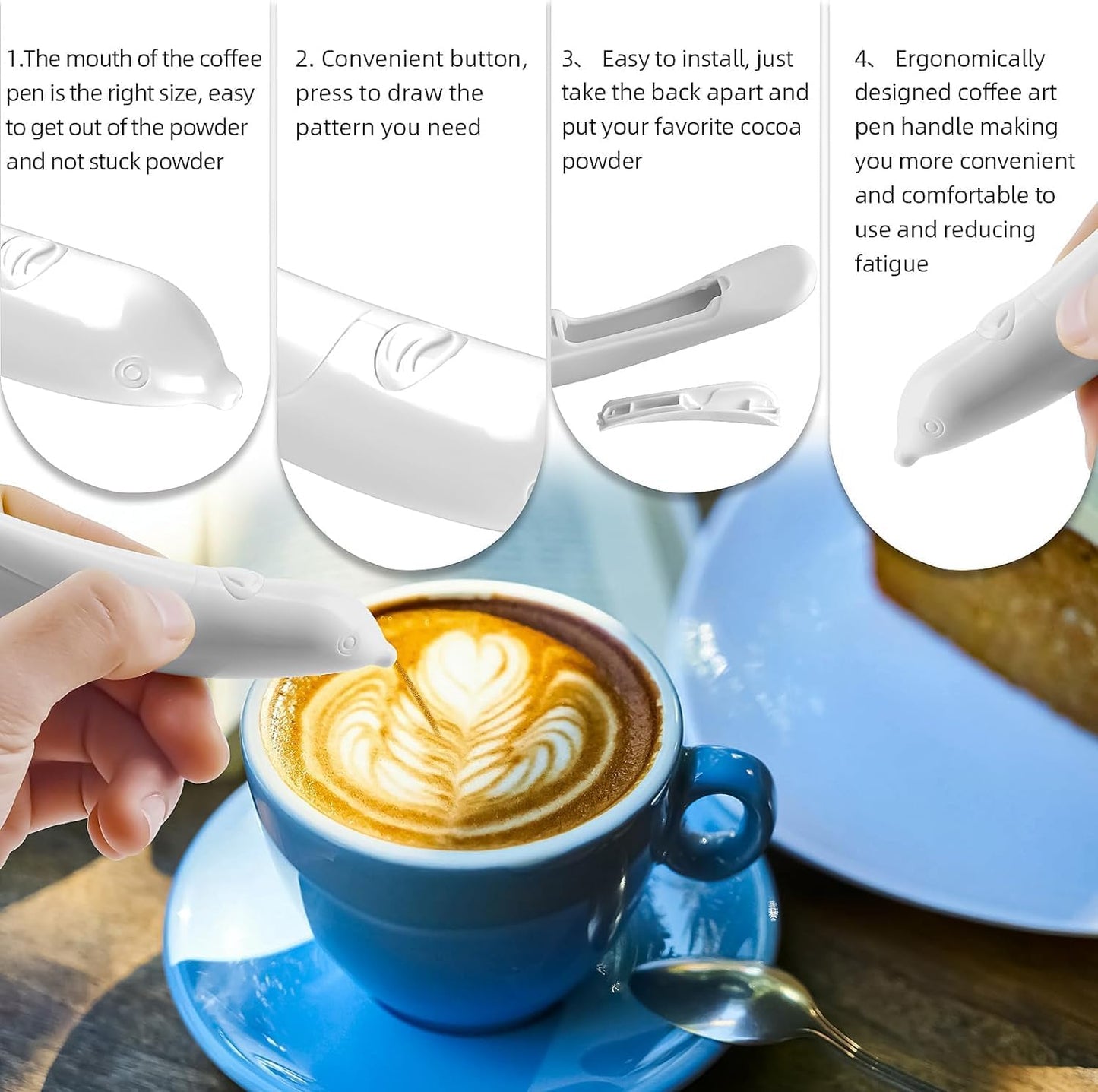 Coffee Carving Pen Portable Electric Latte Art Pen Spice Pen with Stirring,