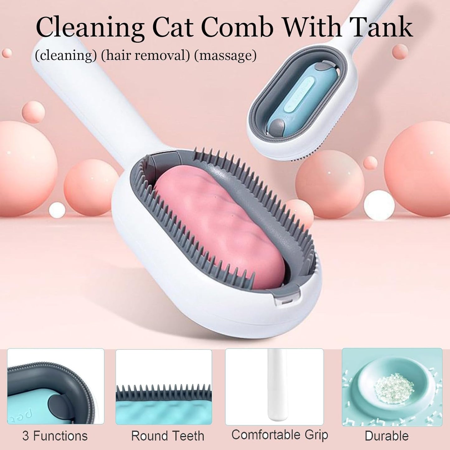 4 in 1 Universal Pet Grooming Brush, Cat & Dog Brush with 20ml water storage tank