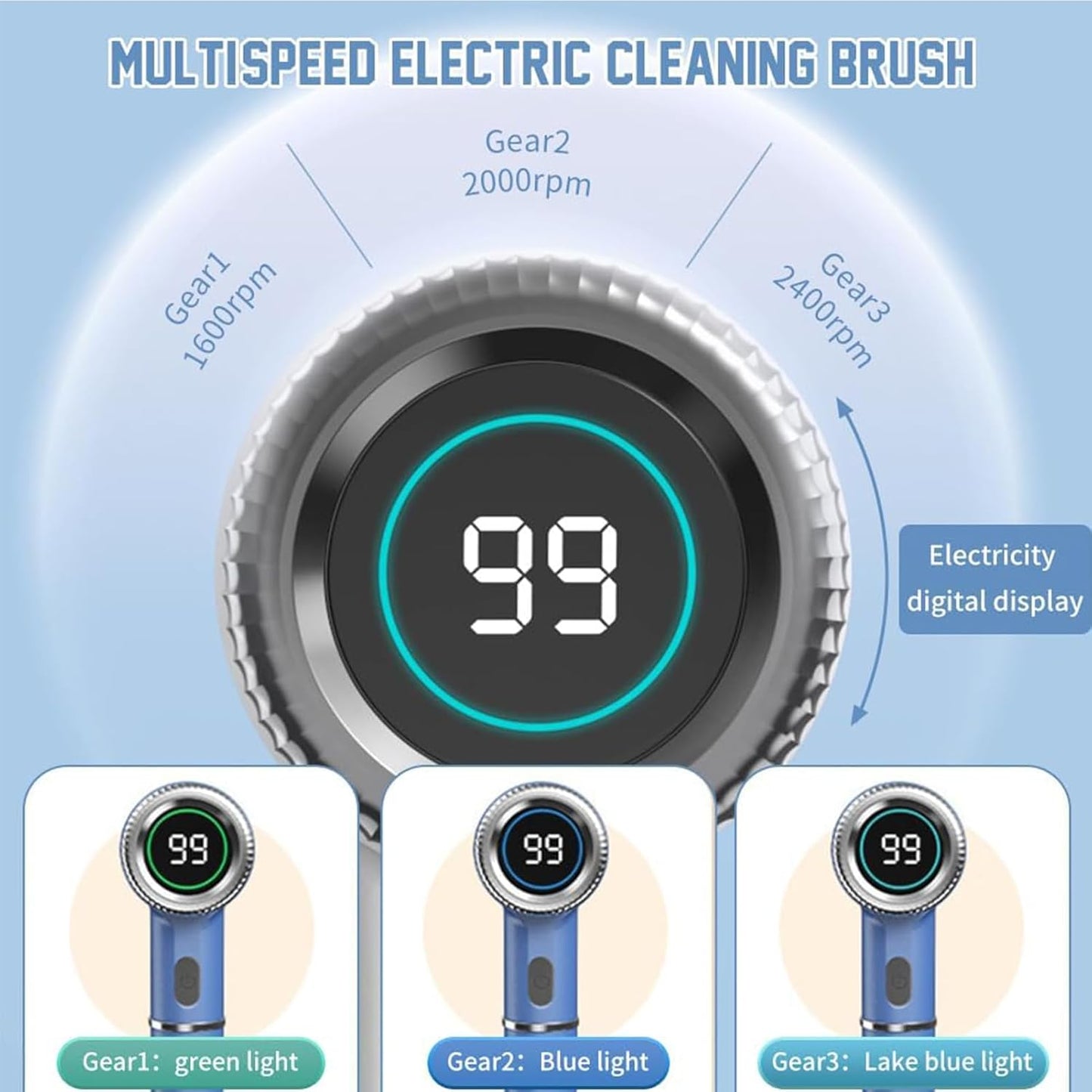 Multifunctional Electric Cleaning Brush Scrubber, Electric Scrub with 5 Replaceable Heads & 3 Speeds