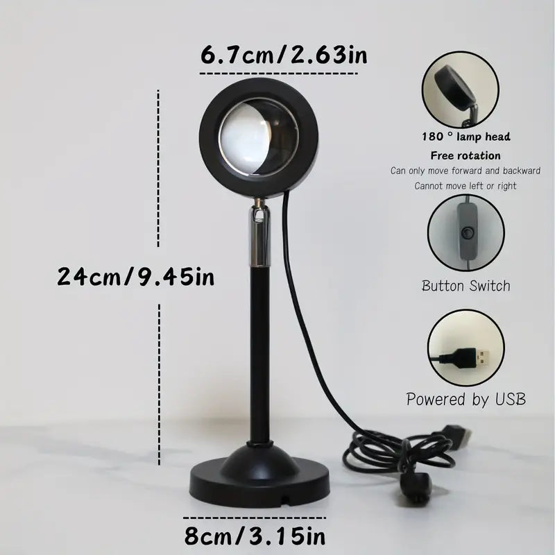 Modern Moon Projection Lamp, USB Powered LED Ambient Light For Living Room Bedroom