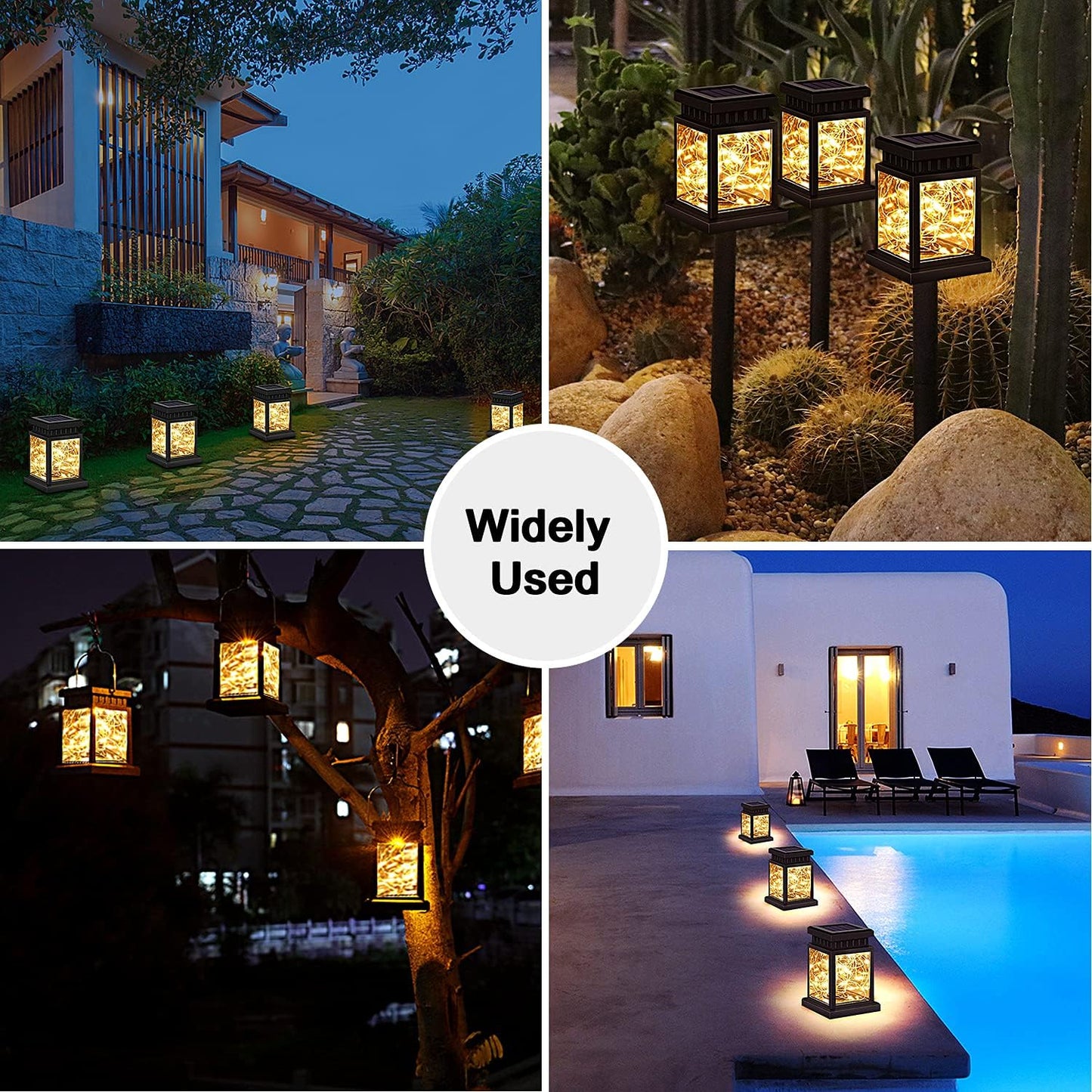 Liumrlte Solar Light Outdoor Hanging Outdoor Lights with Clip, Waterproof Garden Lights Outdoor Lighting Lantern