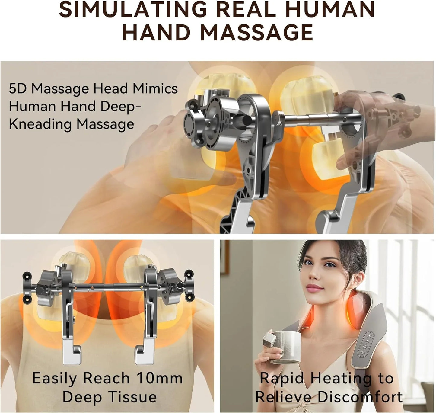 Neck Massager, Shoulder Neck Massager with Heat for Pain Relief