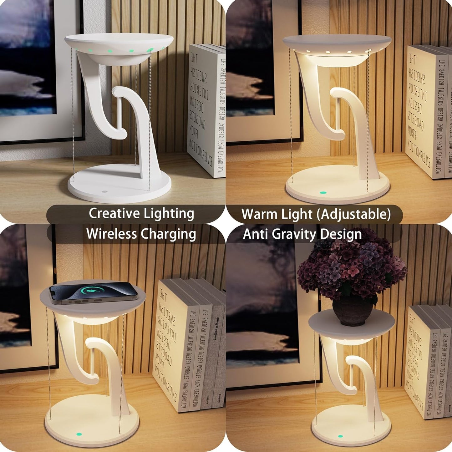 Night Light Wireless Charger Lamp,Ambient Light,LED Desk Lamp with Wireless Charger